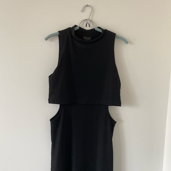Topshop Black Mock Neck Dress with Cutouts - Picture 2 of 3